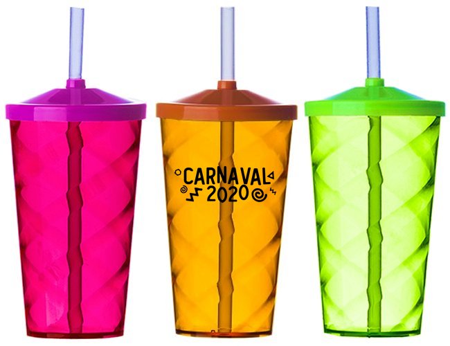 Copo Espiral Neon Com Tampa e Canudo 500ml 2301 Personalizado